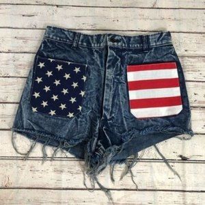 Frayed Patriotic Flag Vintage Cut-Off‎ Shorts 30XL